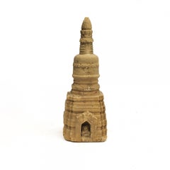 Rare 400-600 Year Old Burmese Sandstone Stupa Pagoda Sculpture