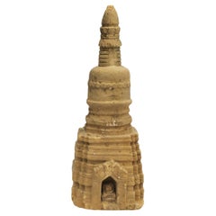 Escultura rara de estupa pagoda de arenisca birmana de 400-600 años de antigüedad