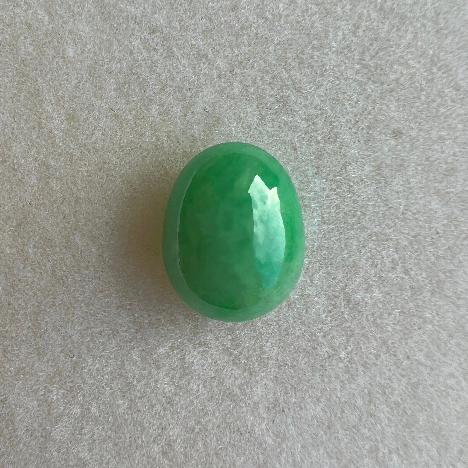 Rare 4.03ct IGI Certified Green Jadeite Jade ‘A’ Grade Oval Cabochon Loose Gem

Natural IGI Certified Untreated A Grade Green Jadeite Gemstone.
4.03 Carat with an excellent oval cabochon cut and bright green colour. Fully certified by IGI in