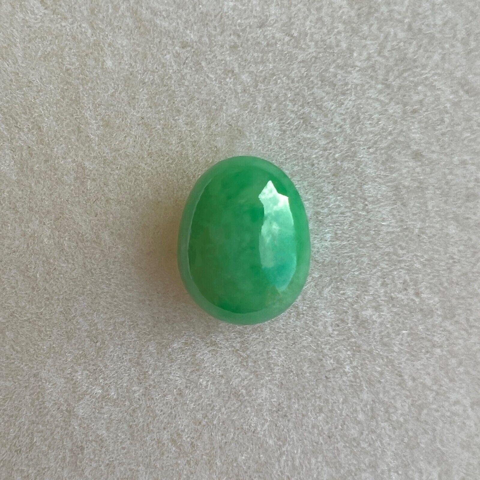 Oval Cut Rare 4.03ct IGI Certified Green Jadeite Jade ‘A’ Grade Oval Cabochon Loose Gem For Sale