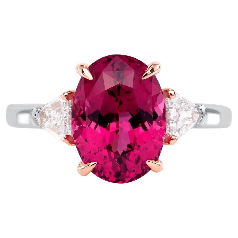 4.07ct oval untreated Mahenge Red Spinel ring.