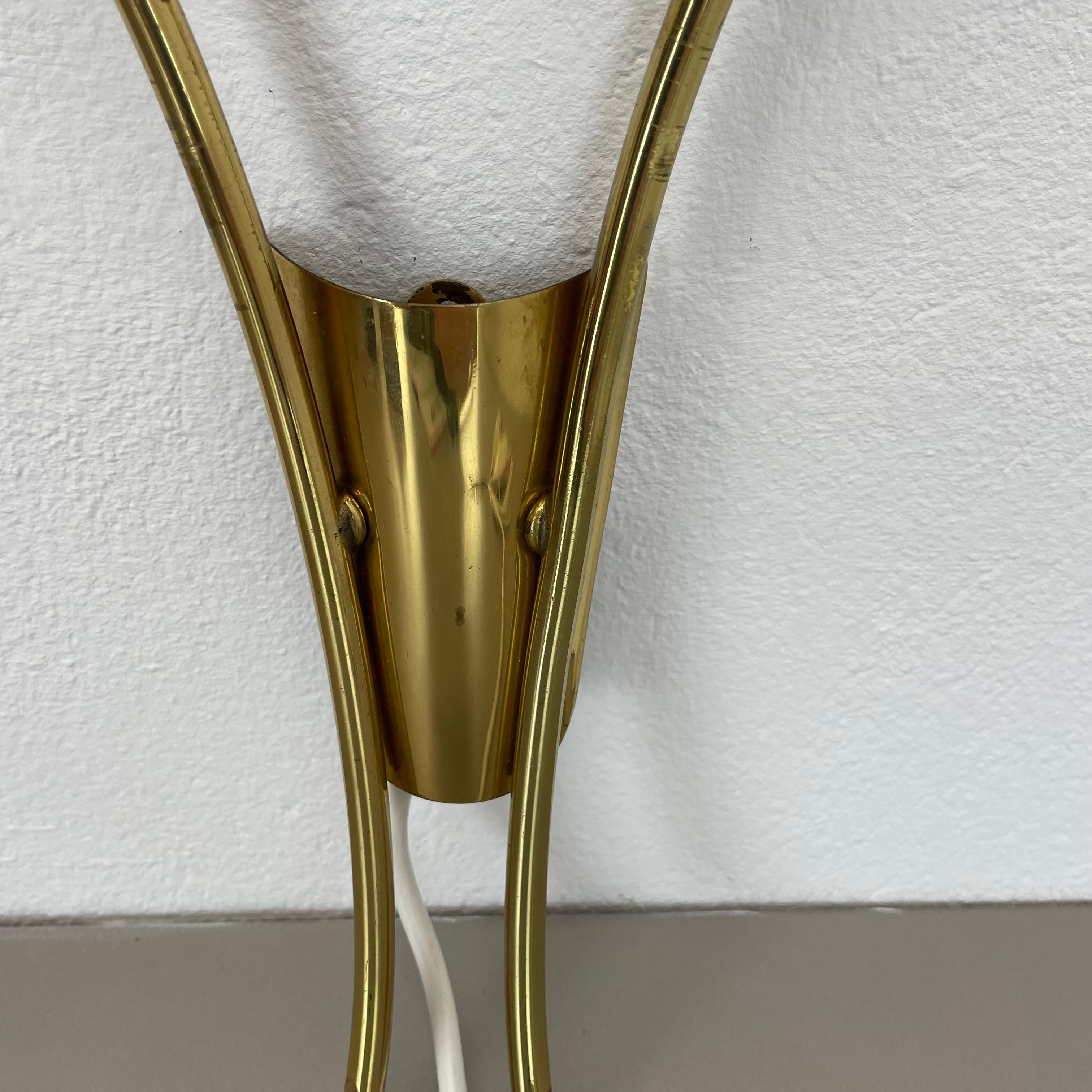 rare 41cm Brass Stilnovo Style Theatre Wall Sconce Light, Italy 1950s For Sale 3