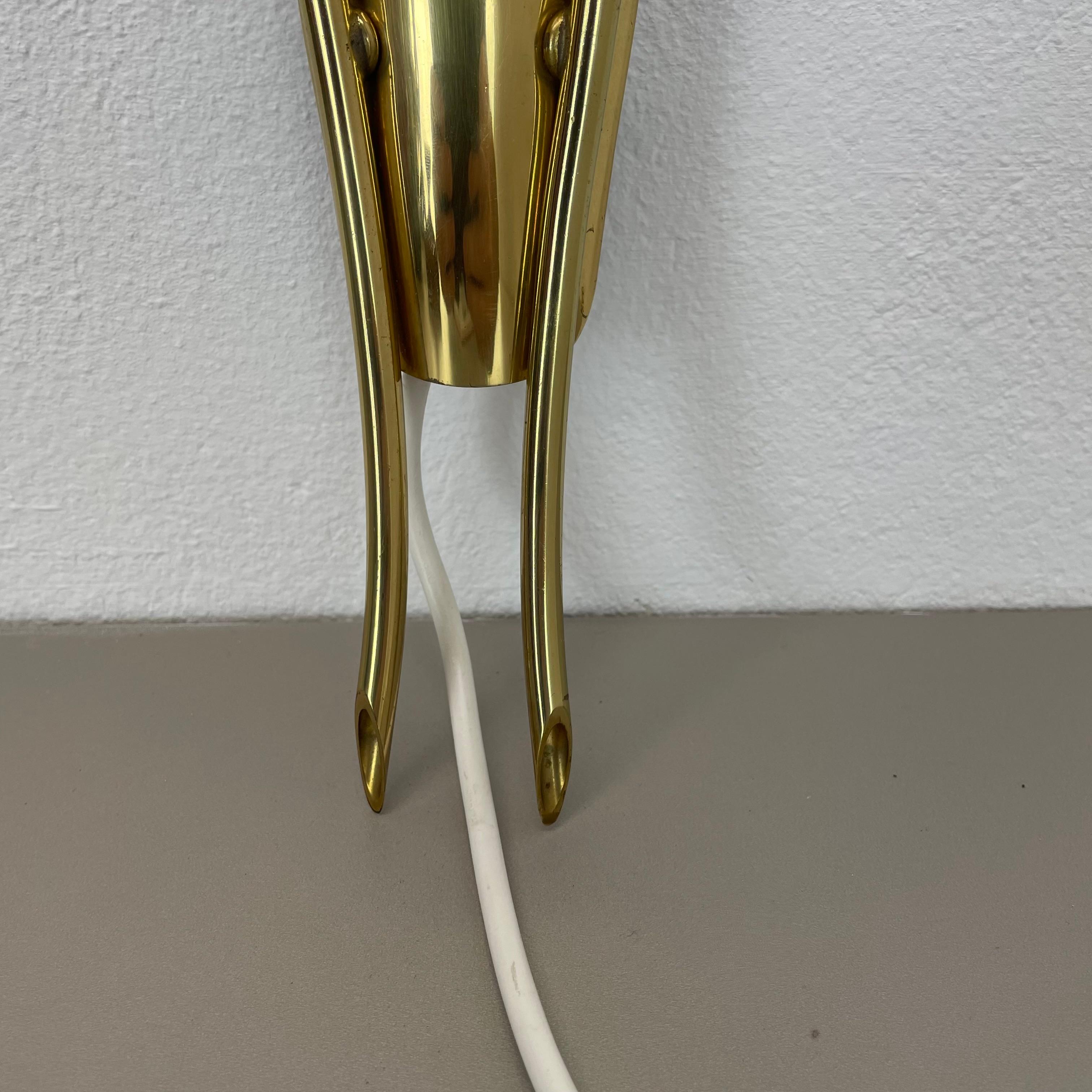 rare 41cm Brass Stilnovo Style Theatre Wall Sconce Light, Italy 1950s For Sale 4