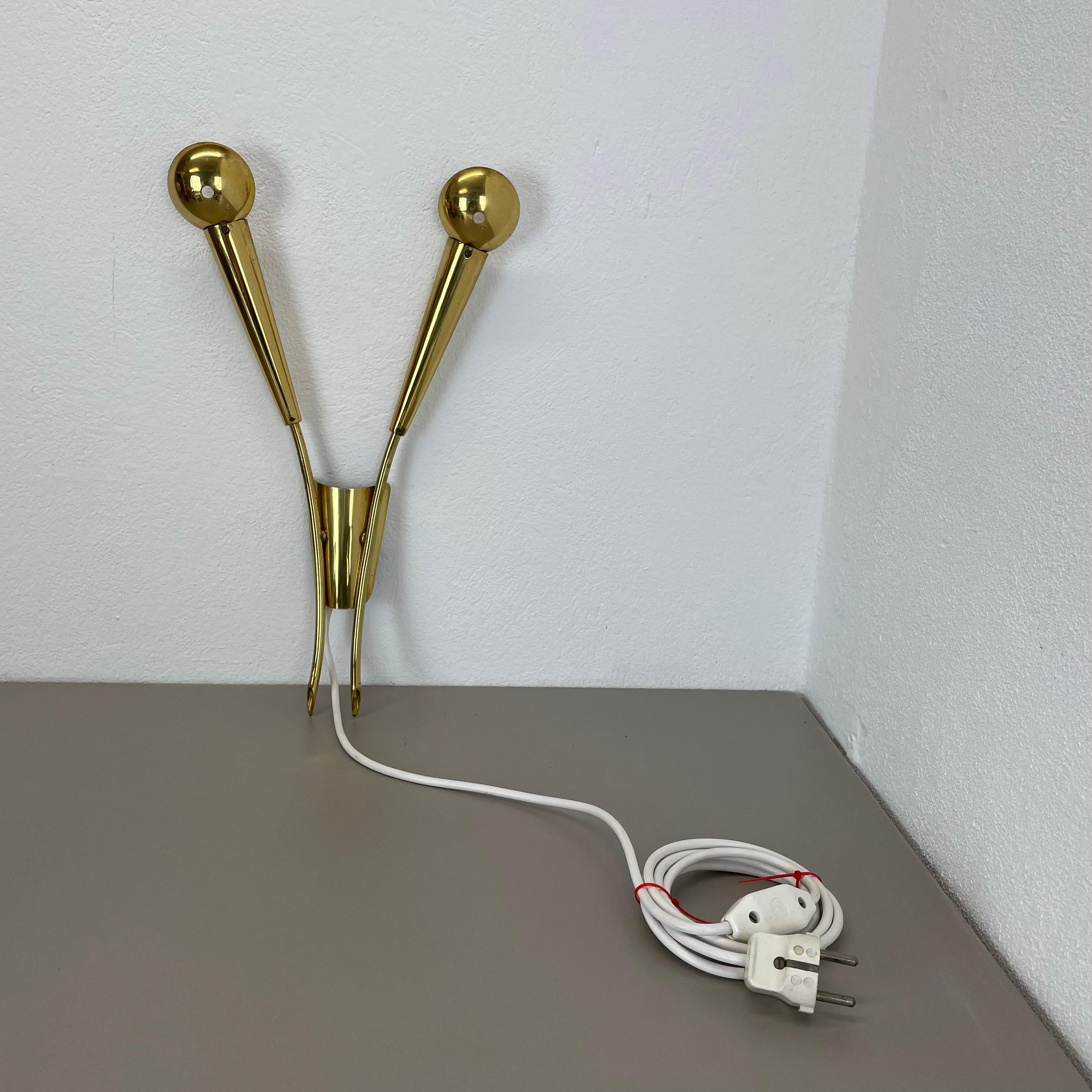 rare 41cm Brass Stilnovo Style Theatre Wall Sconce Light, Italy 1950s For Sale 6