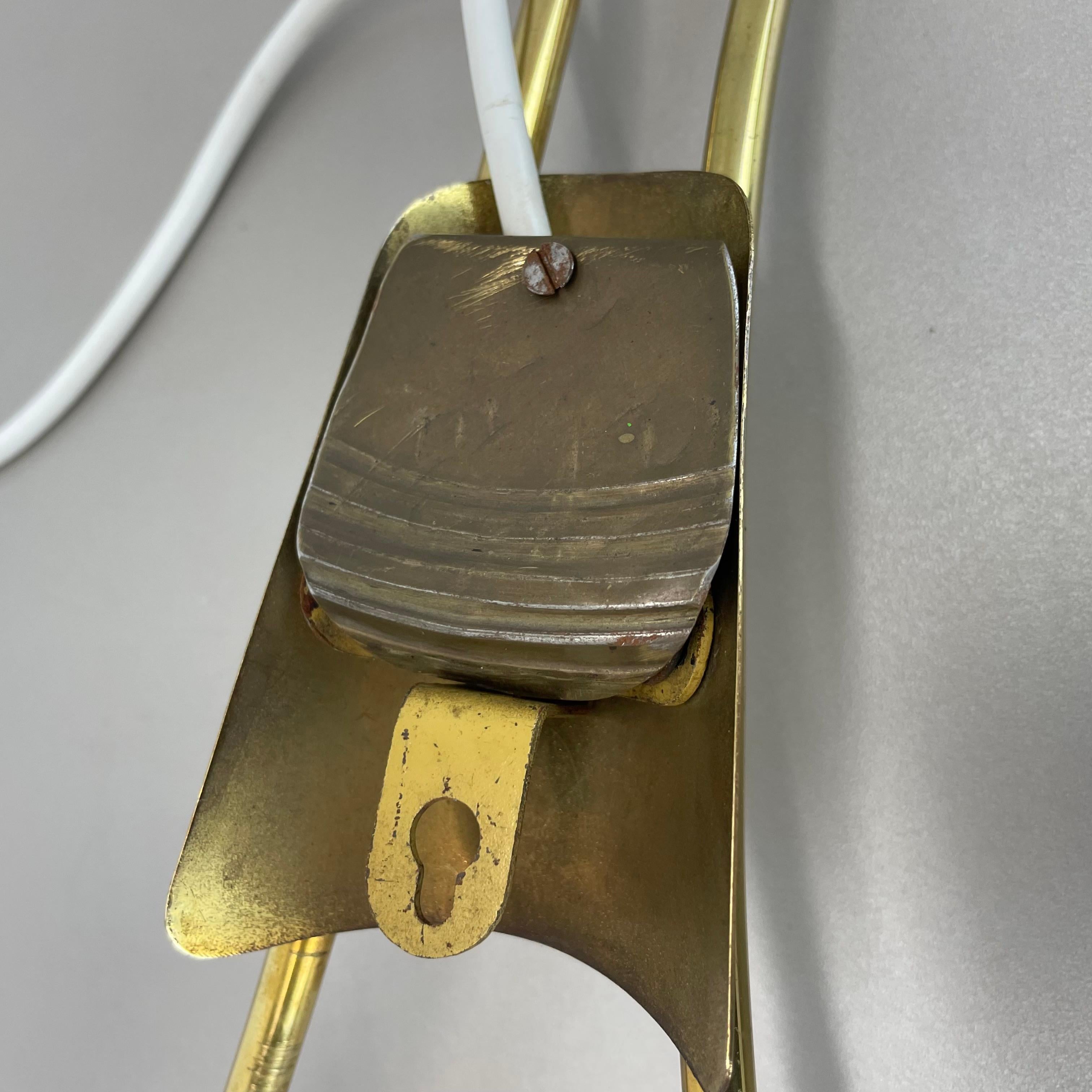 rare 41cm Brass Stilnovo Style Theatre Wall Sconce Light, Italy 1950s For Sale 11