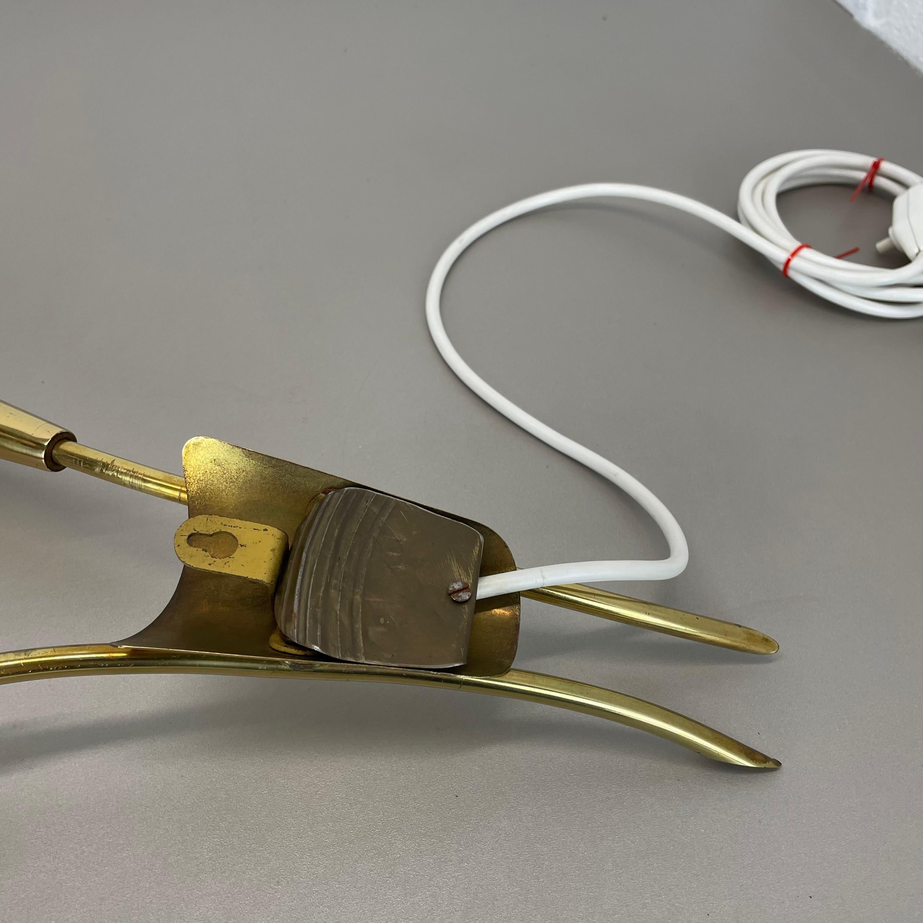 rare 41cm Brass Stilnovo Style Theatre Wall Sconce Light, Italy 1950s For Sale 12