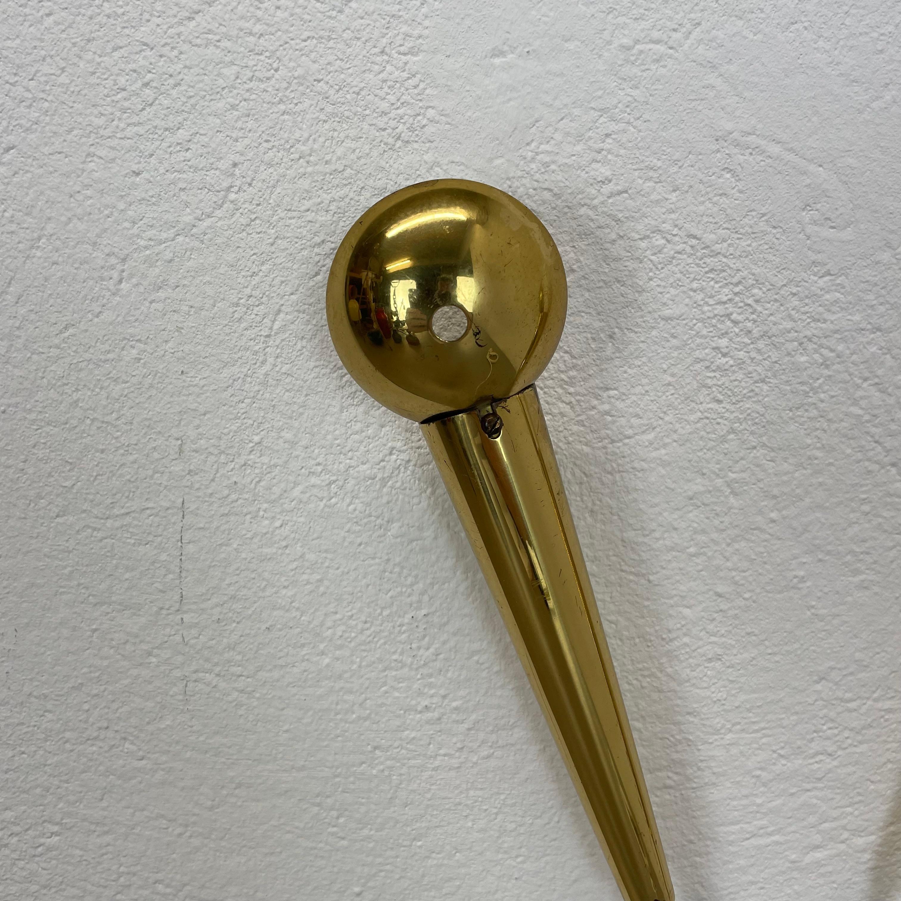 Italian rare 41cm Brass Stilnovo Style Theatre Wall Sconce Light, Italy 1950s For Sale