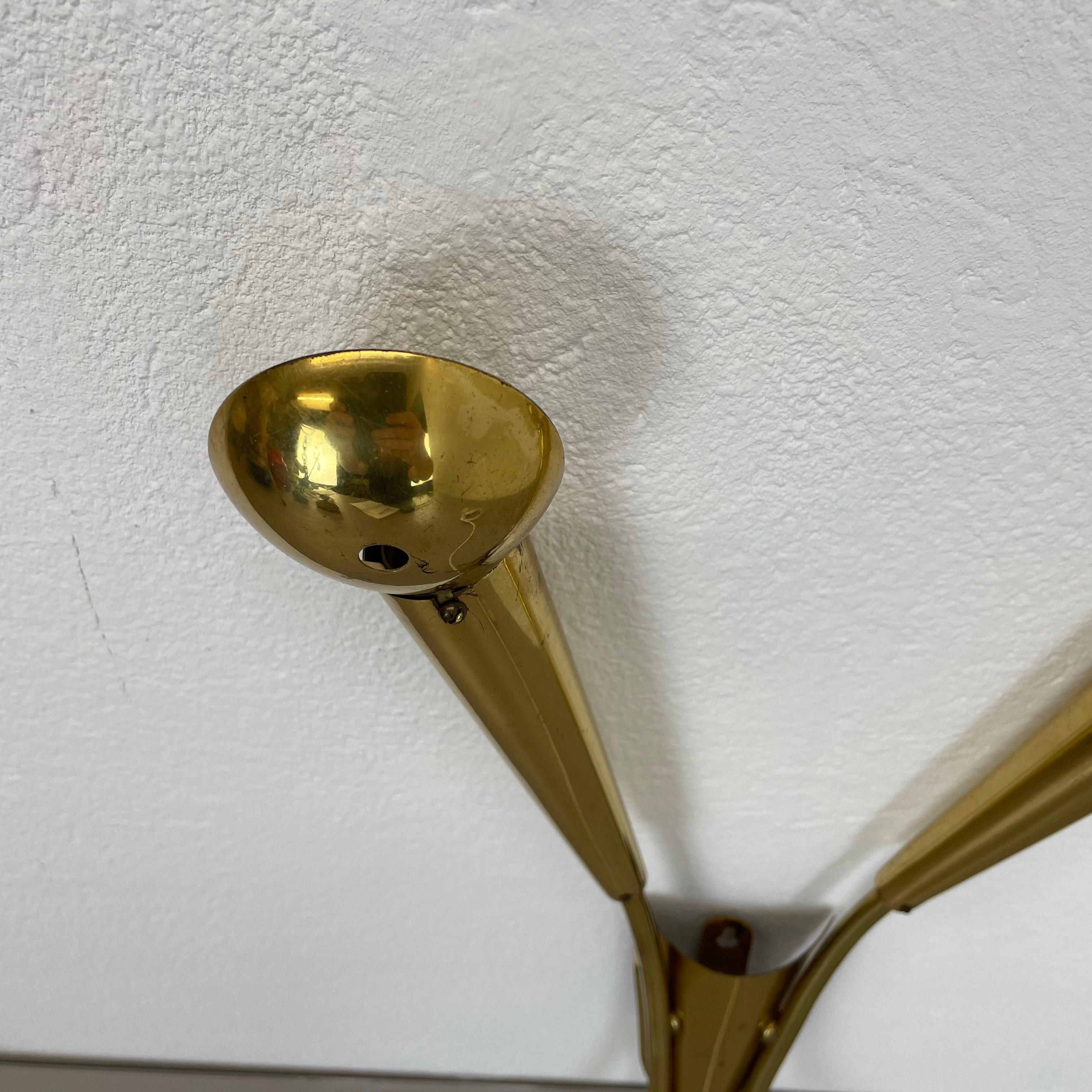 rare 41cm Brass Stilnovo Style Theatre Wall Sconce Light, Italy 1950s For Sale 1