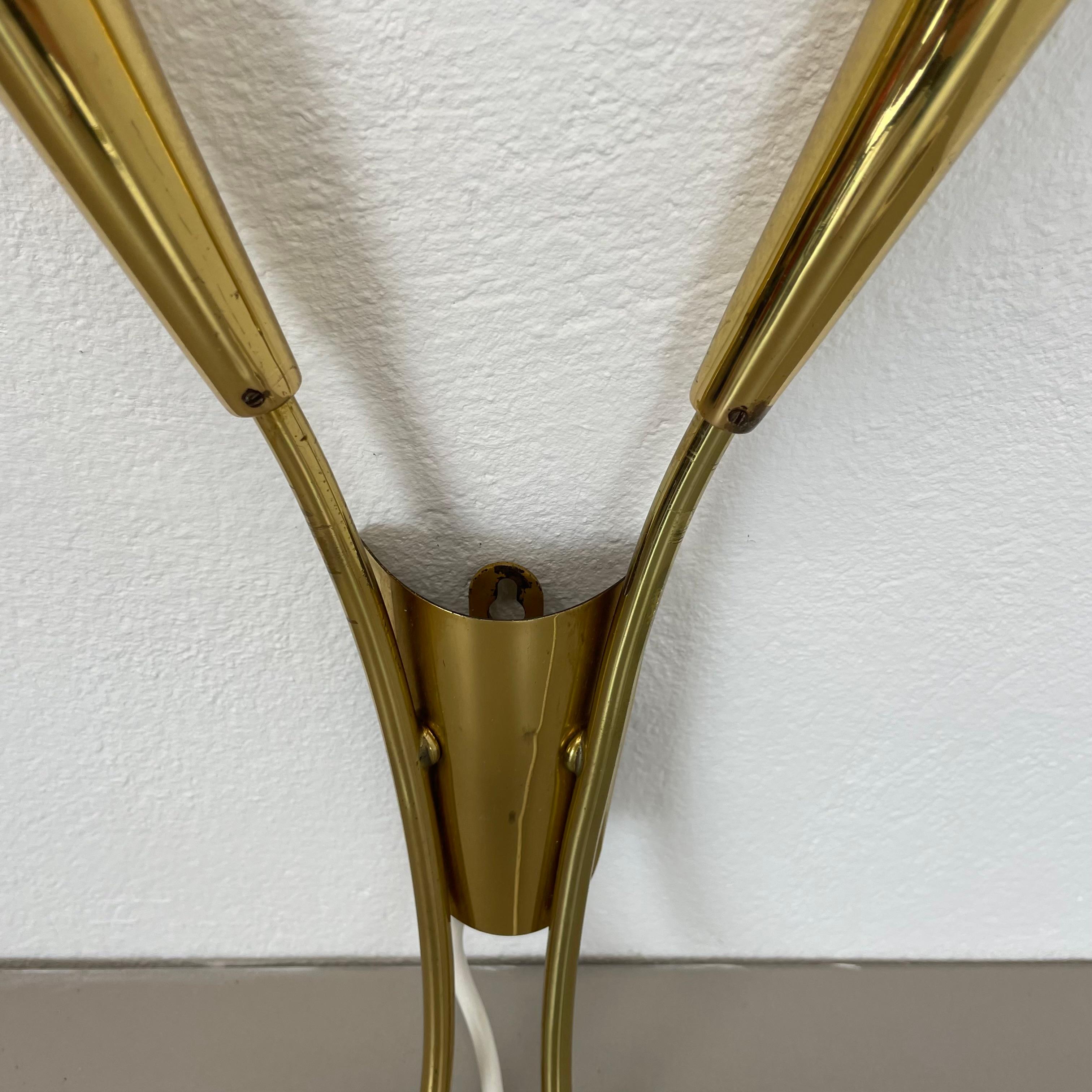 rare 41cm Brass Stilnovo Style Theatre Wall Sconce Light, Italy 1950s For Sale 2