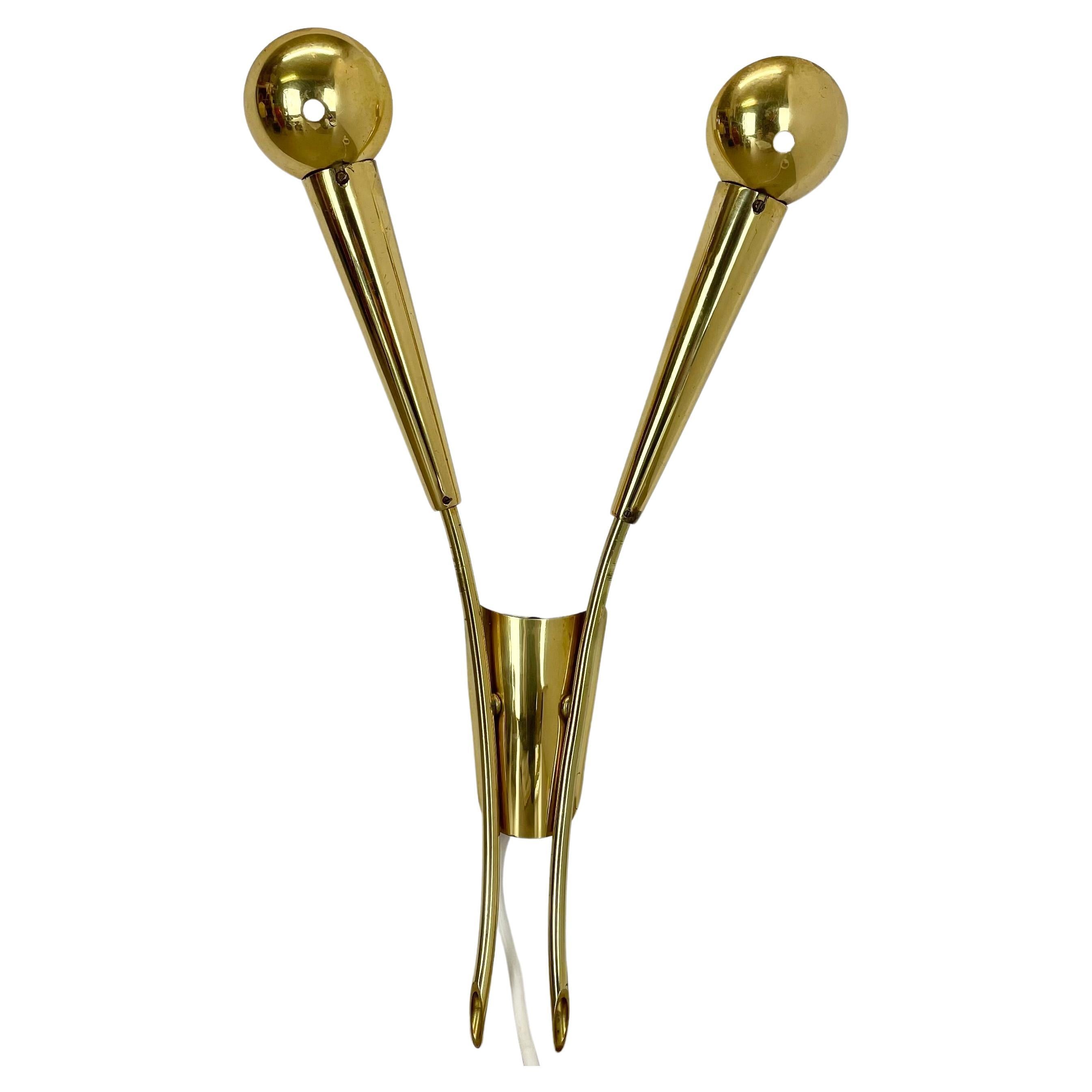 Seltene 41cm Stilnovo-Theater-Wandleuchte aus Messing, Italien 1950er Jahre
