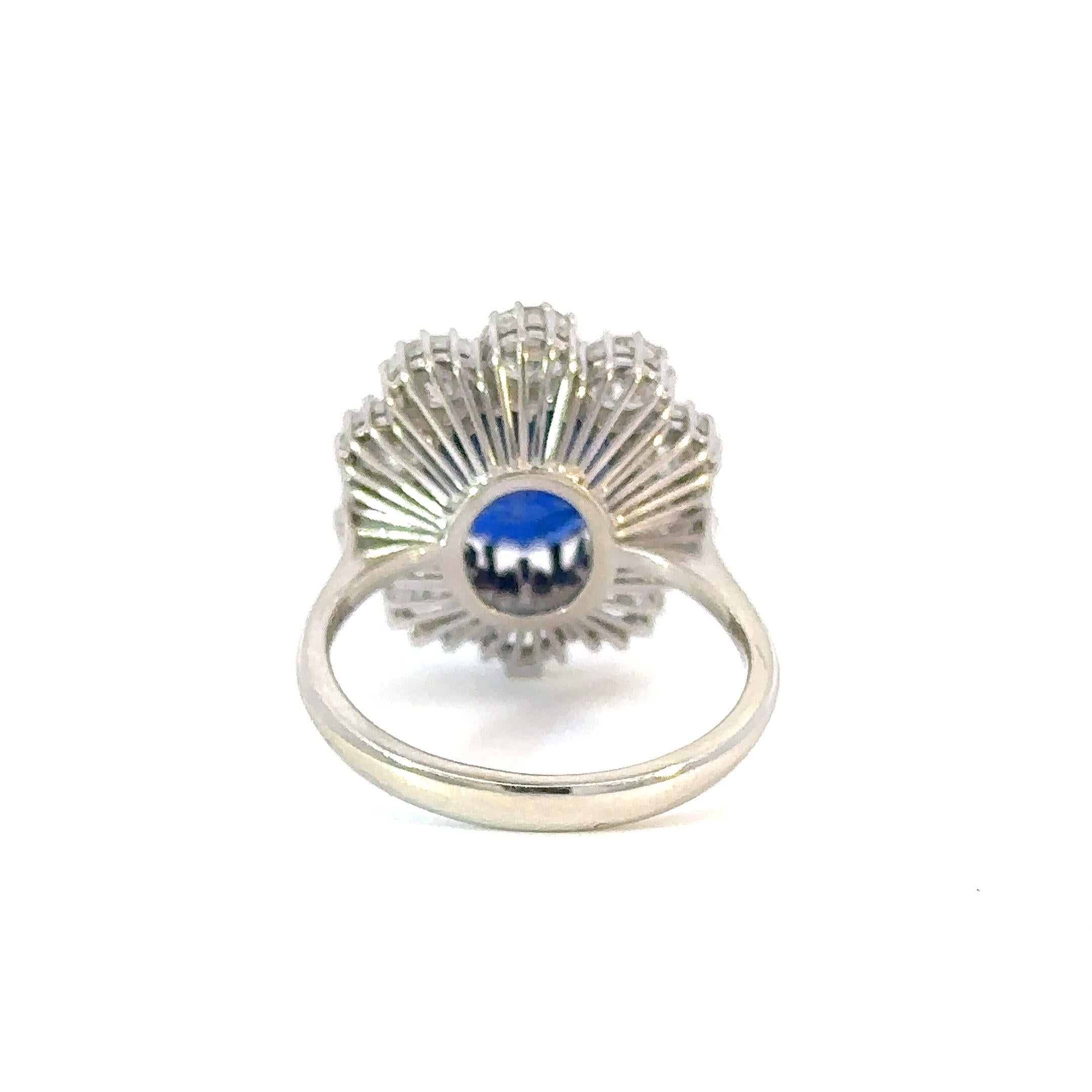 Contemporary Rare 4.2ct GRS ‘Royal Blue’ Unheated Sri Lankan Sapphire & 3ctw Diamond Ring
