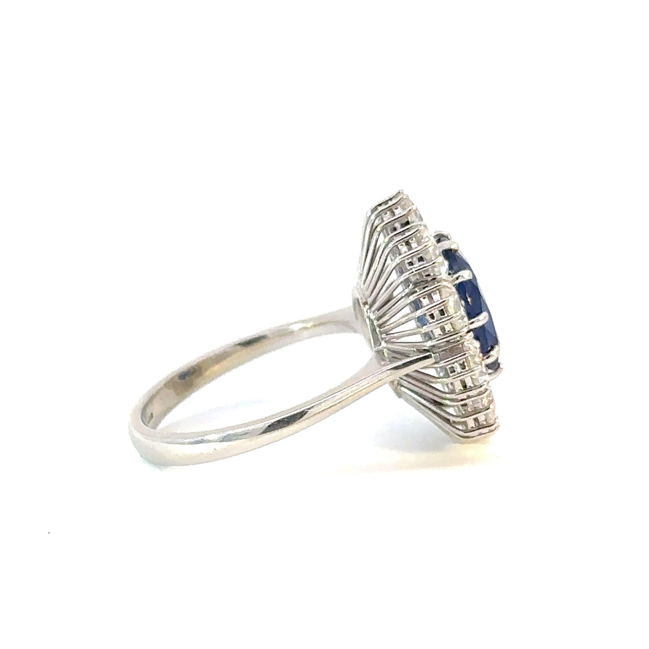 Oval Cut Rare 4.2ct GRS ‘Royal Blue’ Unheated Sri Lankan Sapphire & 3ctw Diamond Ring