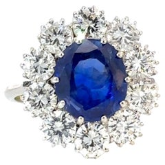 Rare 4.2ct GRS ‘Royal Blue’ Unheated Sri Lankan Sapphire & 3ctw Diamond Ring
