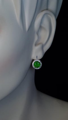 Rare 4.47 Ct Demantoid Diamond Gold Earrings