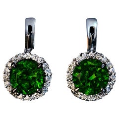 Rare 4.47 Ct Demantoid Diamond Gold Earrings