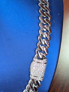 Rare 456g Platinum Necklace With 5CTS VS Diamonds Cuban Necklace 20"