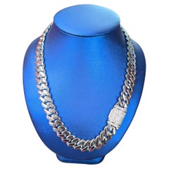 Rare 456g Platinum Necklace With 5CTS VS Diamonds Cuban Necklace 20"
