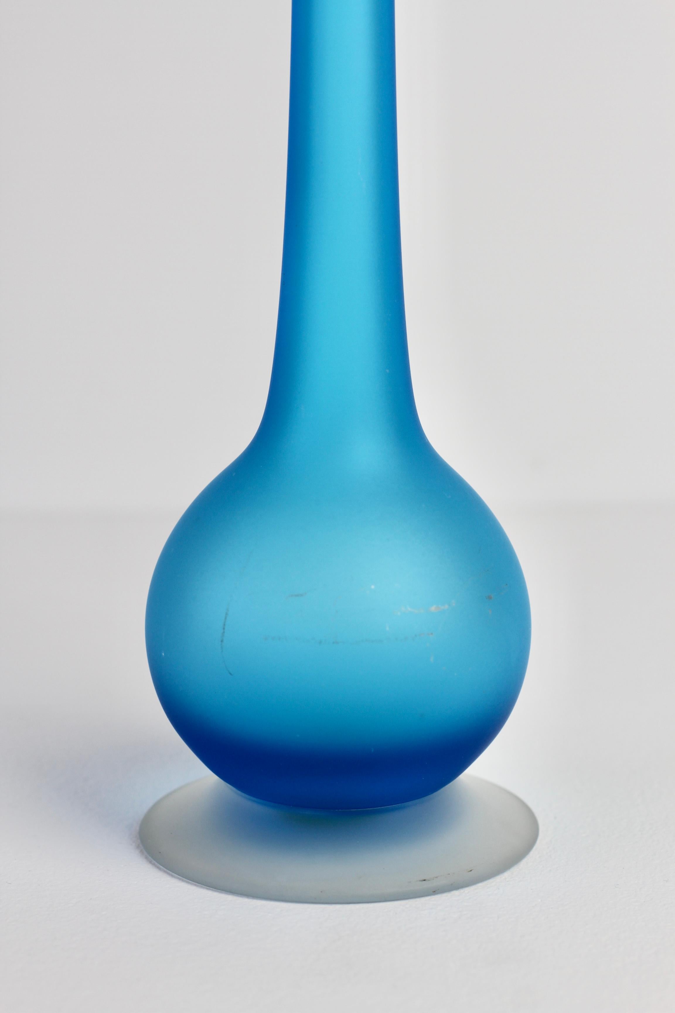 Rare Colorful Blue Carlo Moretti Satinato Murano Glass Pencil Vase For Sale 5