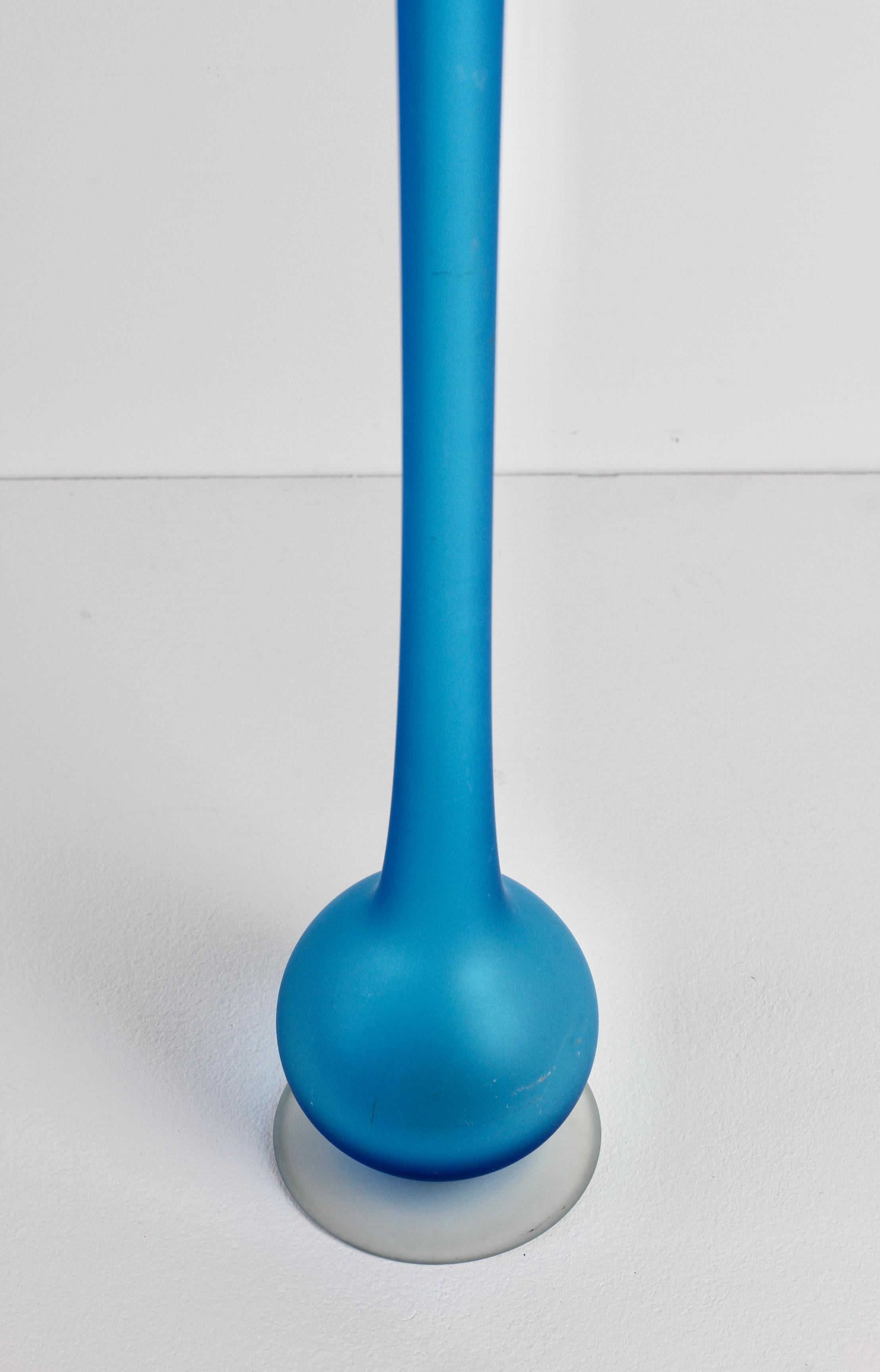 Rare Colorful Blue Carlo Moretti Satinato Murano Glass Pencil Vase For Sale 7
