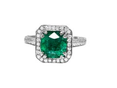 RARE 4ct Natural Emerald & Diamond Engagement Ring in Platinum