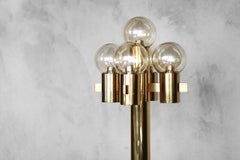Rare 5-Glass Sculpture Gold Floor Lamp by Gaetano Sciolari, 1970s