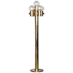 Retro Rare 5-Glass Sculpture Gold Floor Lamp by Gaetano Sciolari, 1970s