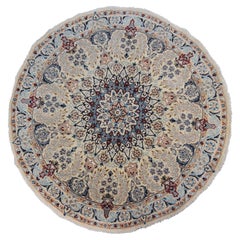 Seltene 5'' Runde Nain Teppich Schöne Wolle & Seide Handmade Persian Rug