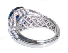Rare 5.04 Ct Unheated Royal Blue Sapphire & Diamond 18K Ring