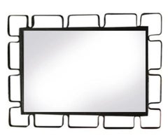 Raro specchio da parete degli anni '50 Frederick Weinberg in ferro battuto del Mid Century Modern Deco Mirror