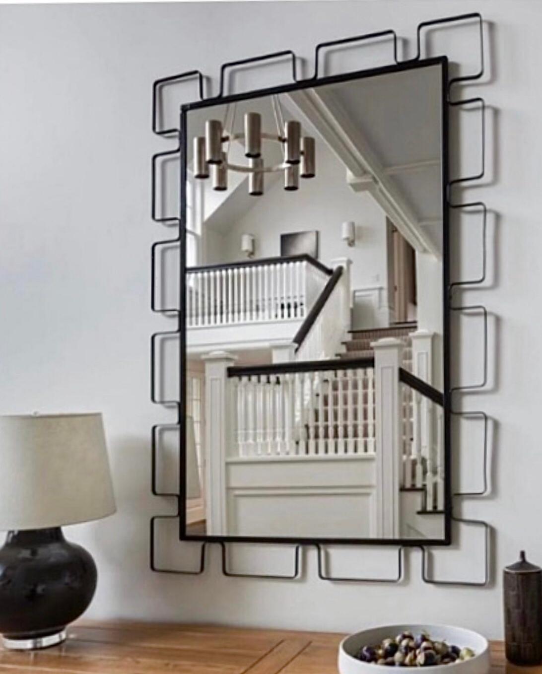 American Rare 50s Frederick Weinberg Wrought Iron Mid Century Modern Deco Wall Mirror