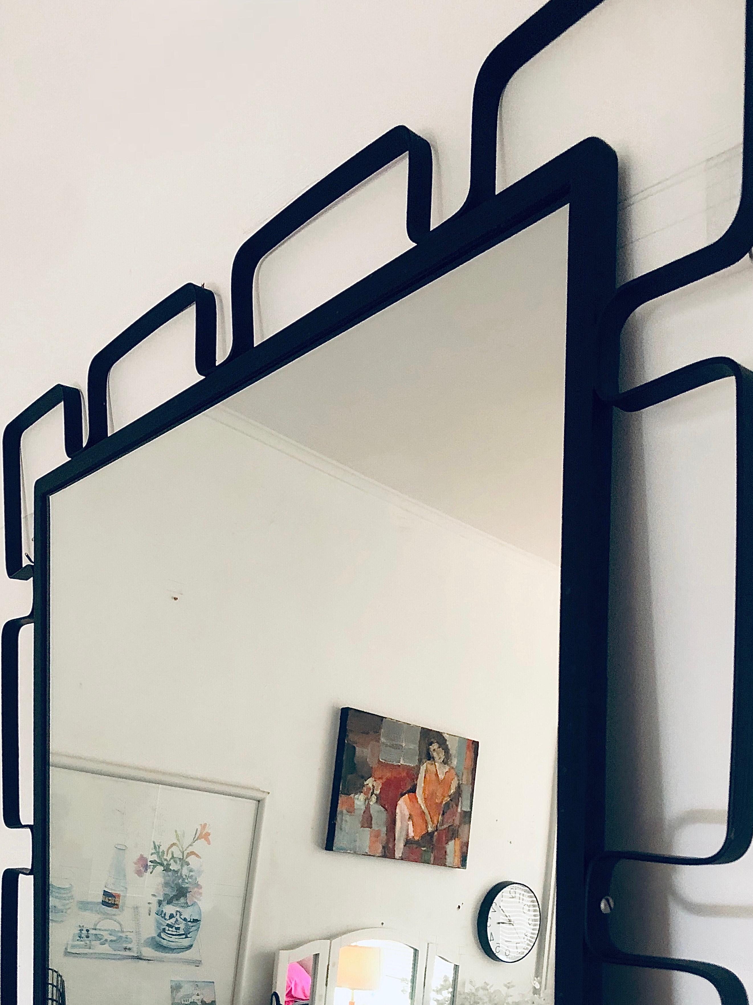 20th Century Rare 50s Frederick Weinberg Wrought Iron Mid Century Modern Deco Wall Mirror