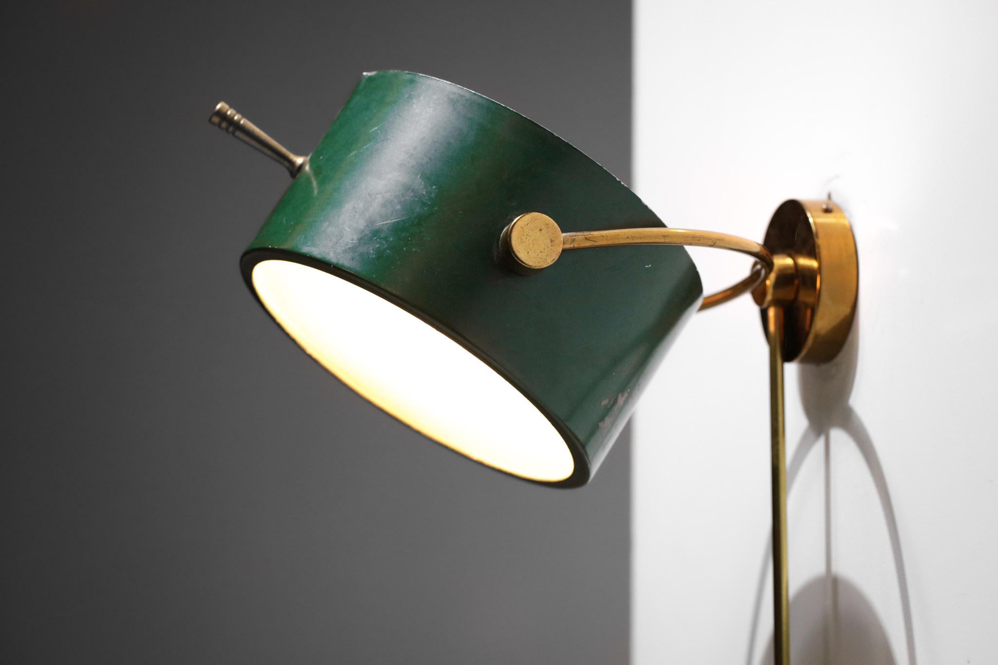 Rare 50's French Wall Lamp by Lunel Dark Green in Style of Mathieu Mategot, F420 6