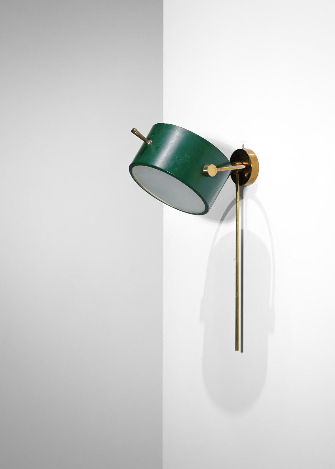 Rare 50's French Wall Lamp by Lunel Dark Green in Style of Mathieu Mategot, F420 7