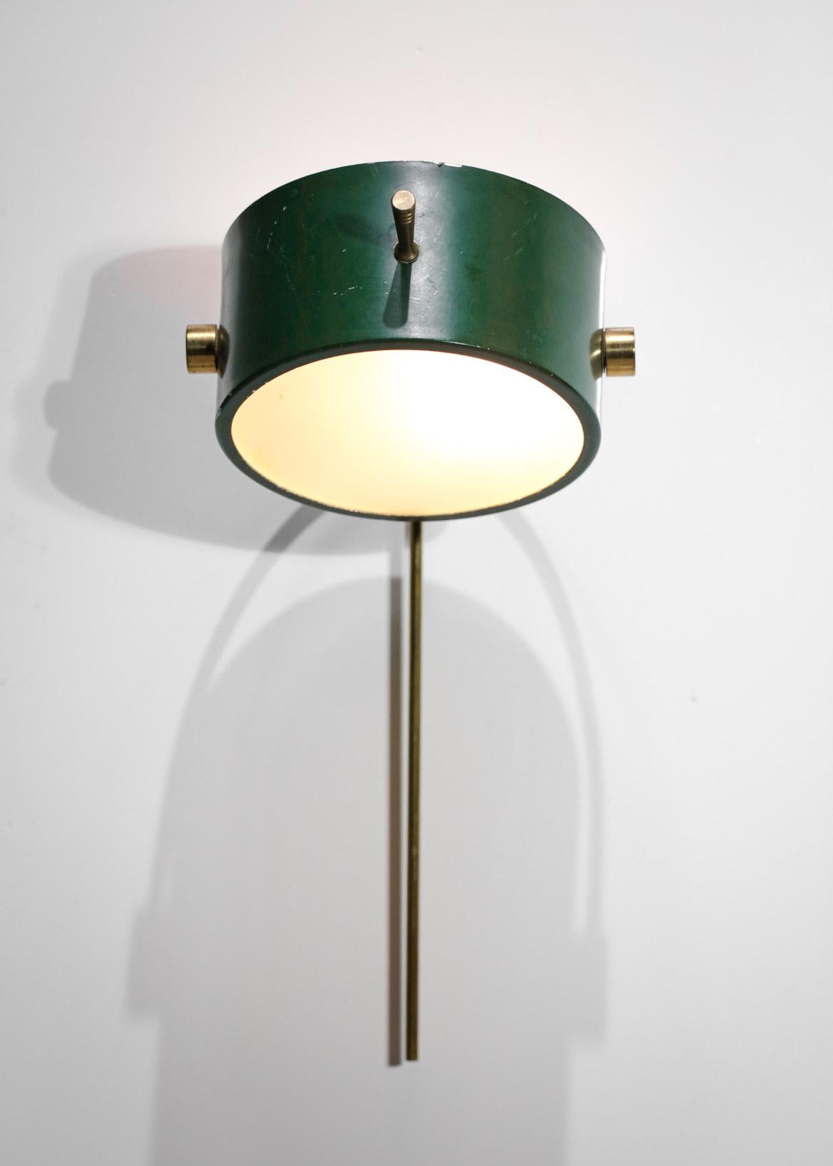 Mid-20th Century Rare 50's French Wall Lamp by Lunel Dark Green in Style of Mathieu Mategot, F420