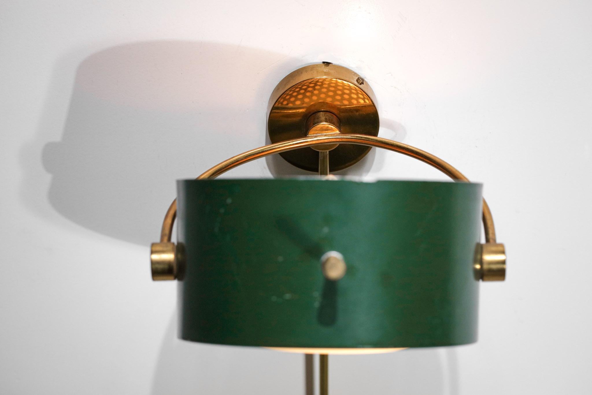 Metal Rare 50's French Wall Lamp by Lunel Dark Green in Style of Mathieu Mategot, F420