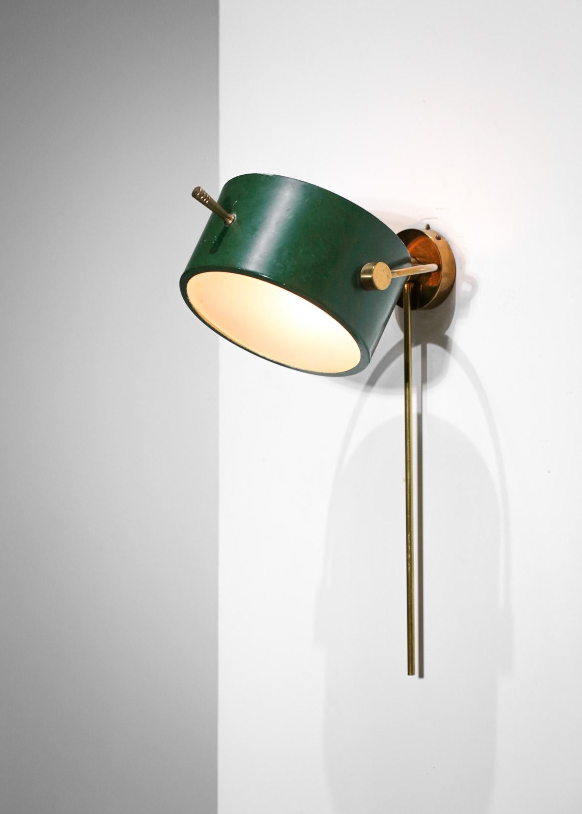 Rare 50's French Wall Lamp by Lunel Dark Green in Style of Mathieu Mategot, F420 1