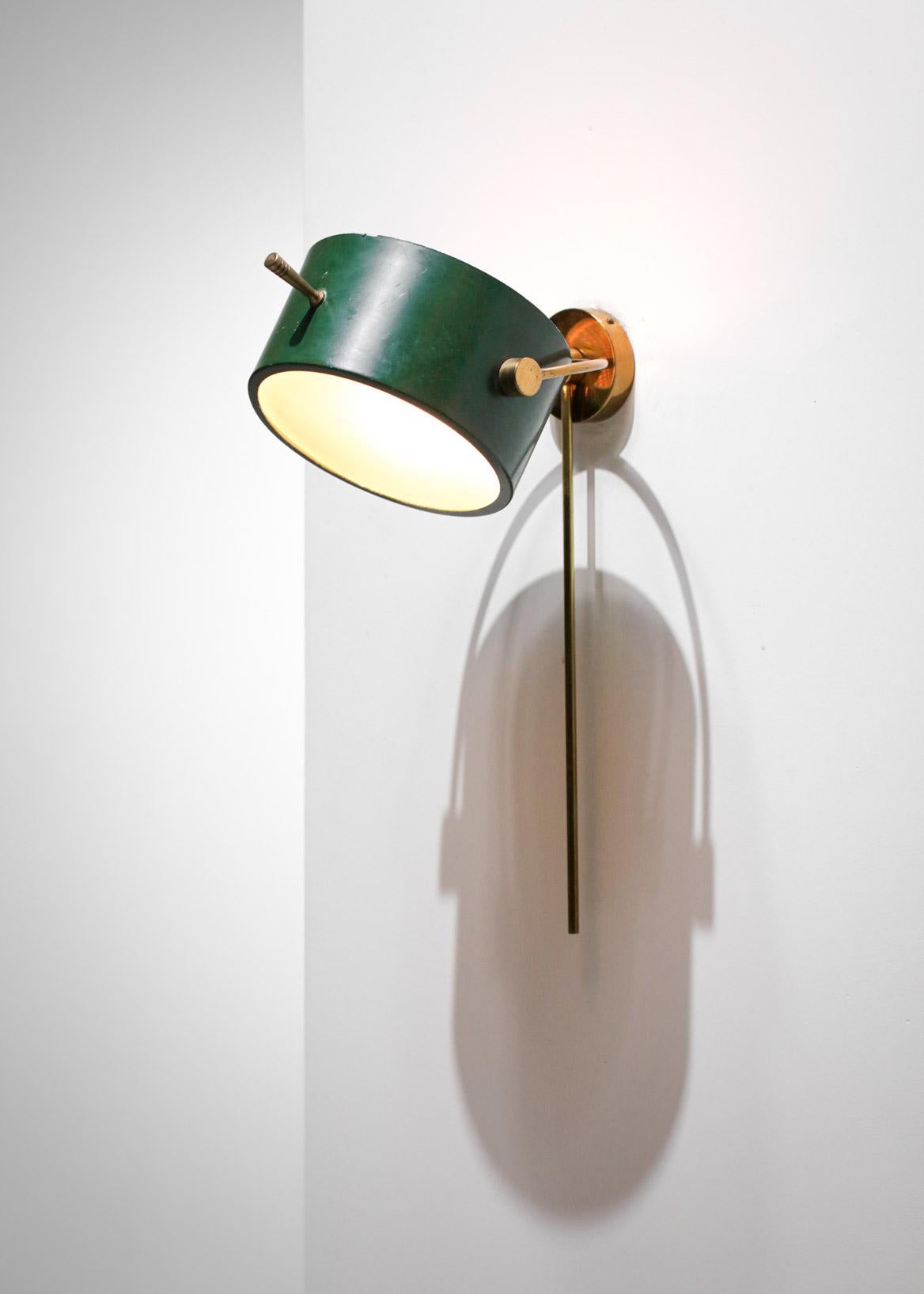Rare 50's French Wall Lamp by Lunel Dark Green in Style of Mathieu Mategot, F420 2
