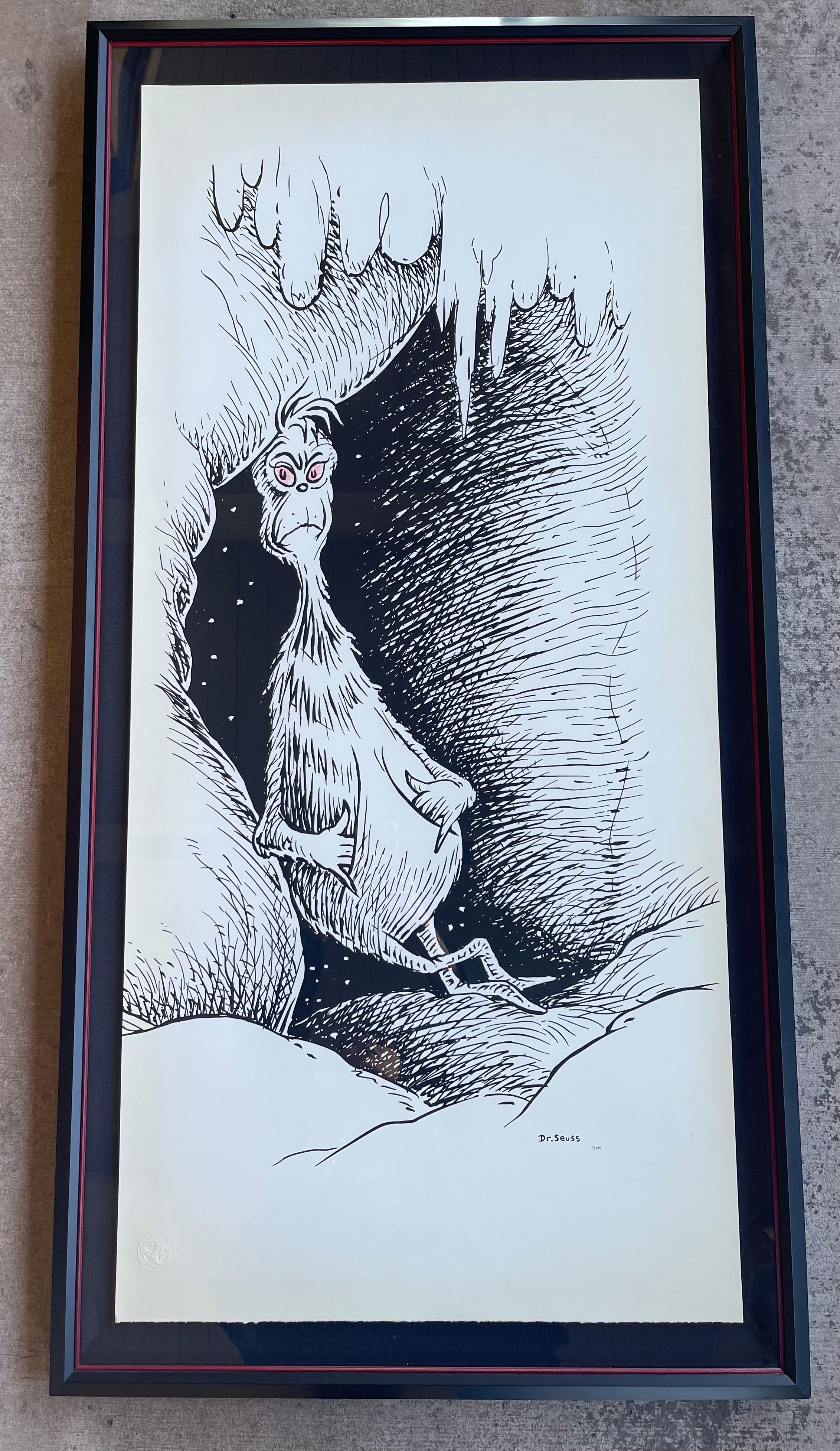 Très rare et de collection, édition limitée épuisée du 50e anniversaire de Comment le Grinch a volé Noël, sérigraphie du Dr Seuss 