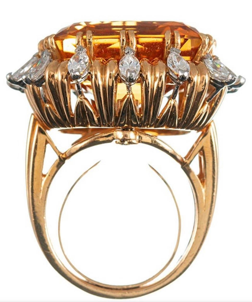 Rare 53.66 Carat Natural Precious Topaz and Diamond Pendant, Ring and Brooch Set 2