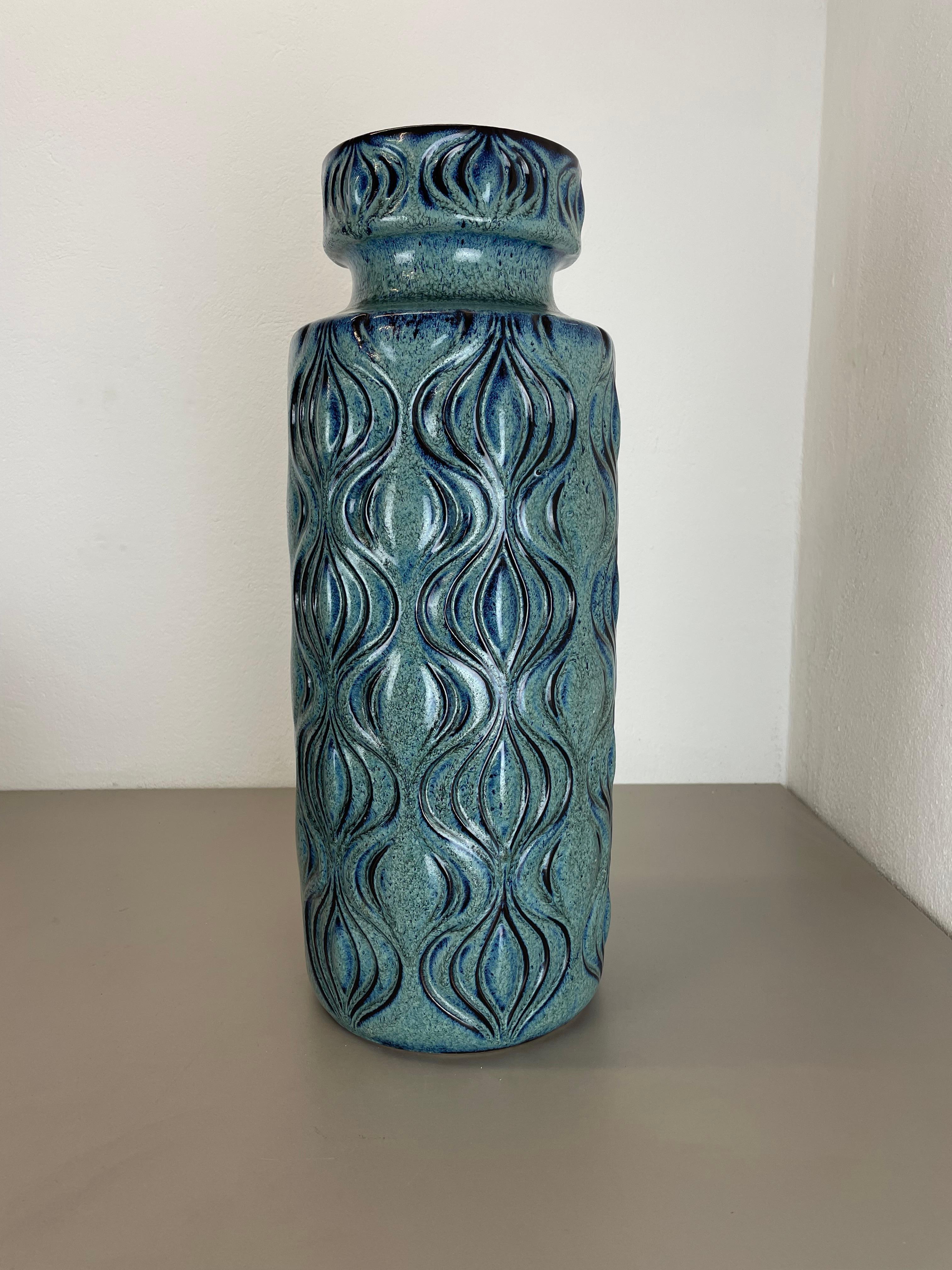 Mid-Century Modern Rare vase « Onion » turquoise de 54 cm en lave grasse de Scheurich, Allemagne, années 1970 en vente