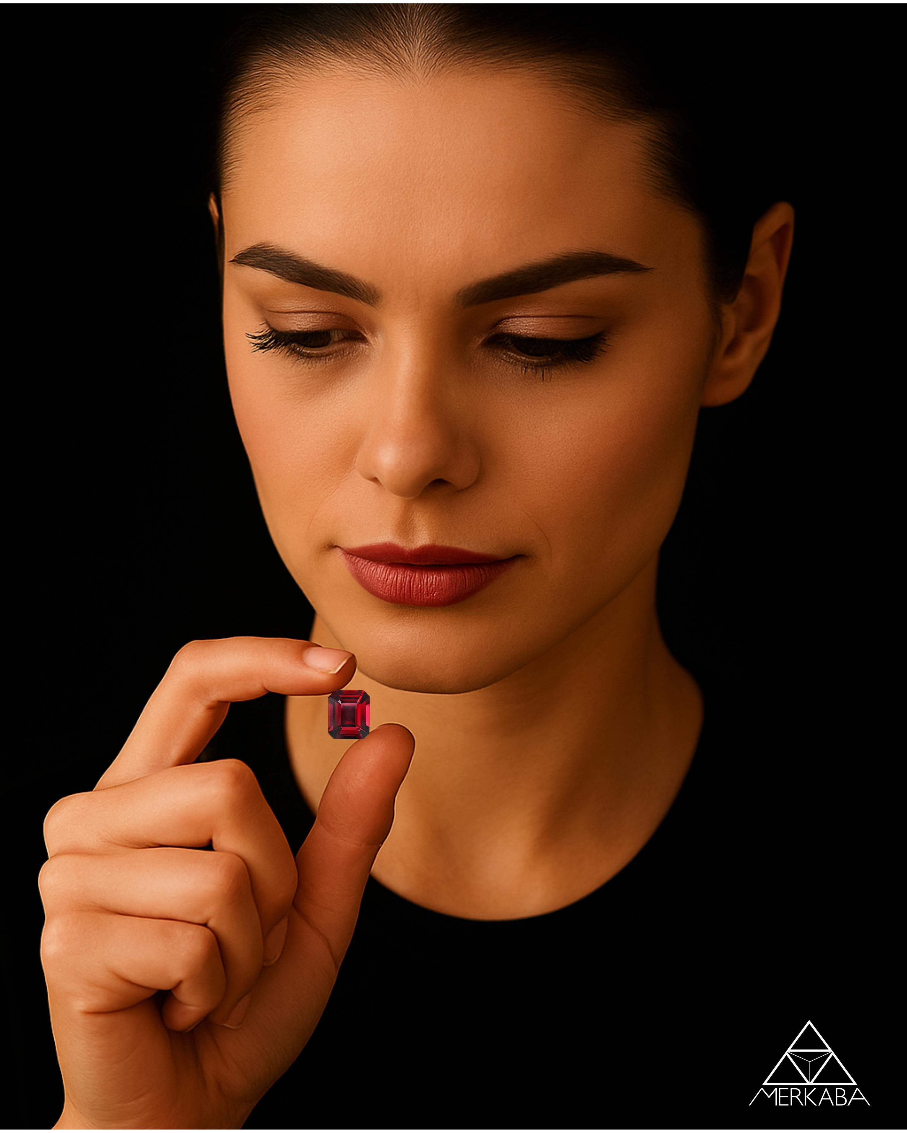 Taglio smeraldo Raro Spinello Rosso Naturale da 5,73 Carati Taglio Smeraldo - Gemma di lusso da collezione in vendita