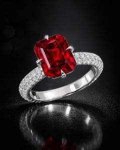 5.73 Carat Emerald Cut Red Spinel GIA Report Loose Gemstone