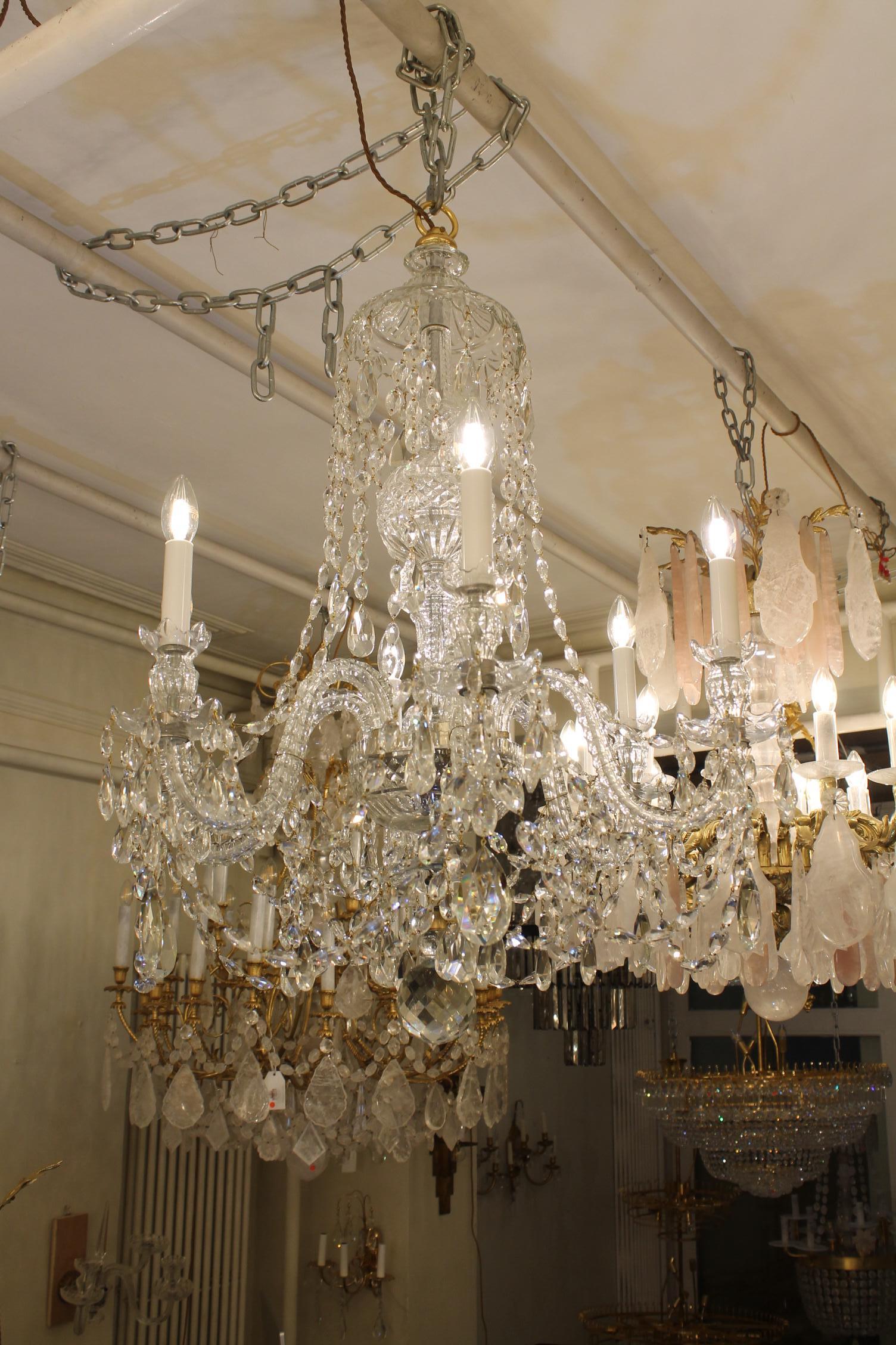 Rare 6 light Georgian Chandelier in Crystal c1870 For Sale 2