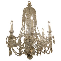 Antique Rare 6 light Georgian Chandelier in Crystal c1870