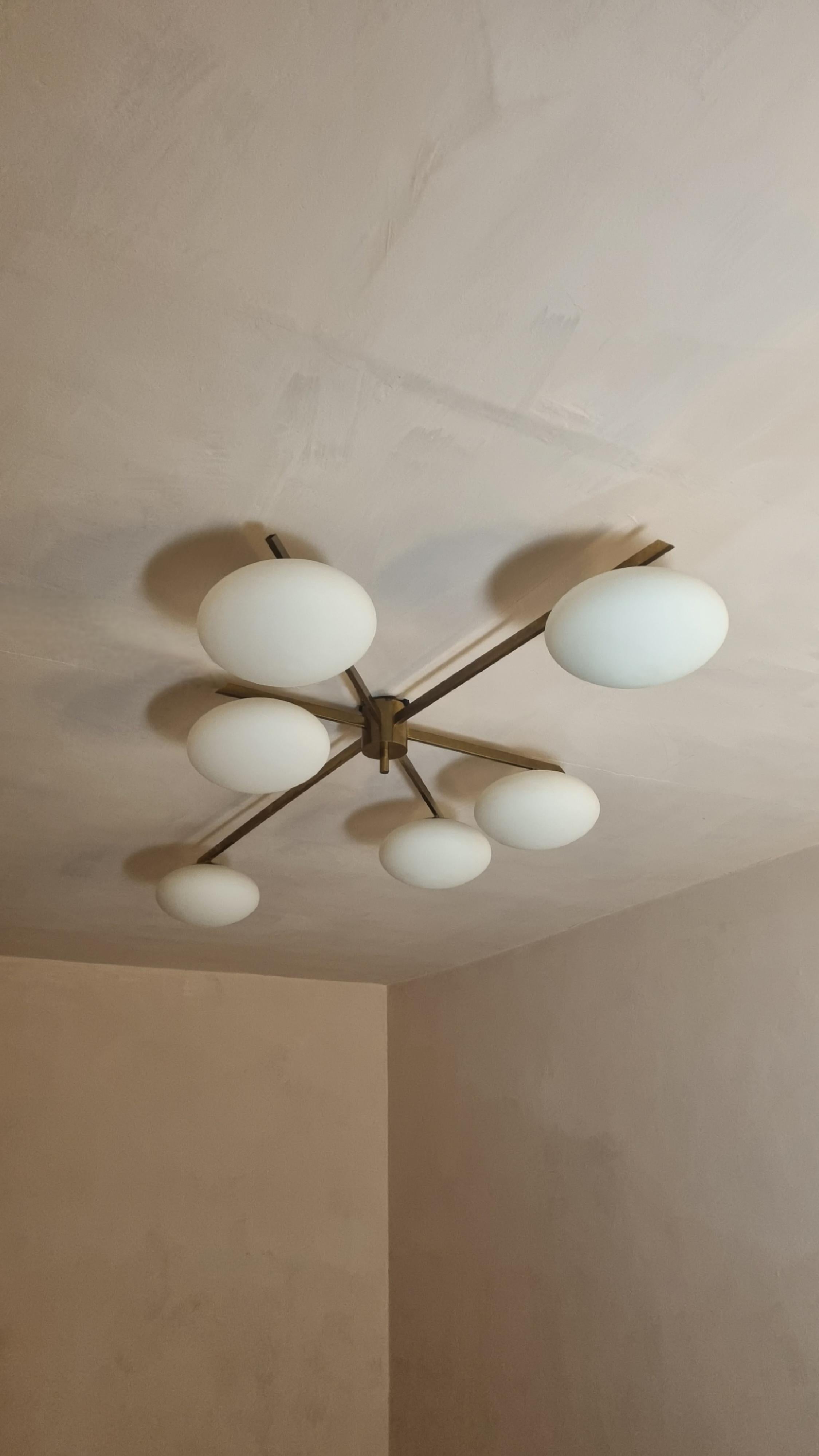 Mid-Century moderno Rare 6 Lune ceiling lamp designed by Angelo Lelii for Arredoluce 1961 in vendita
