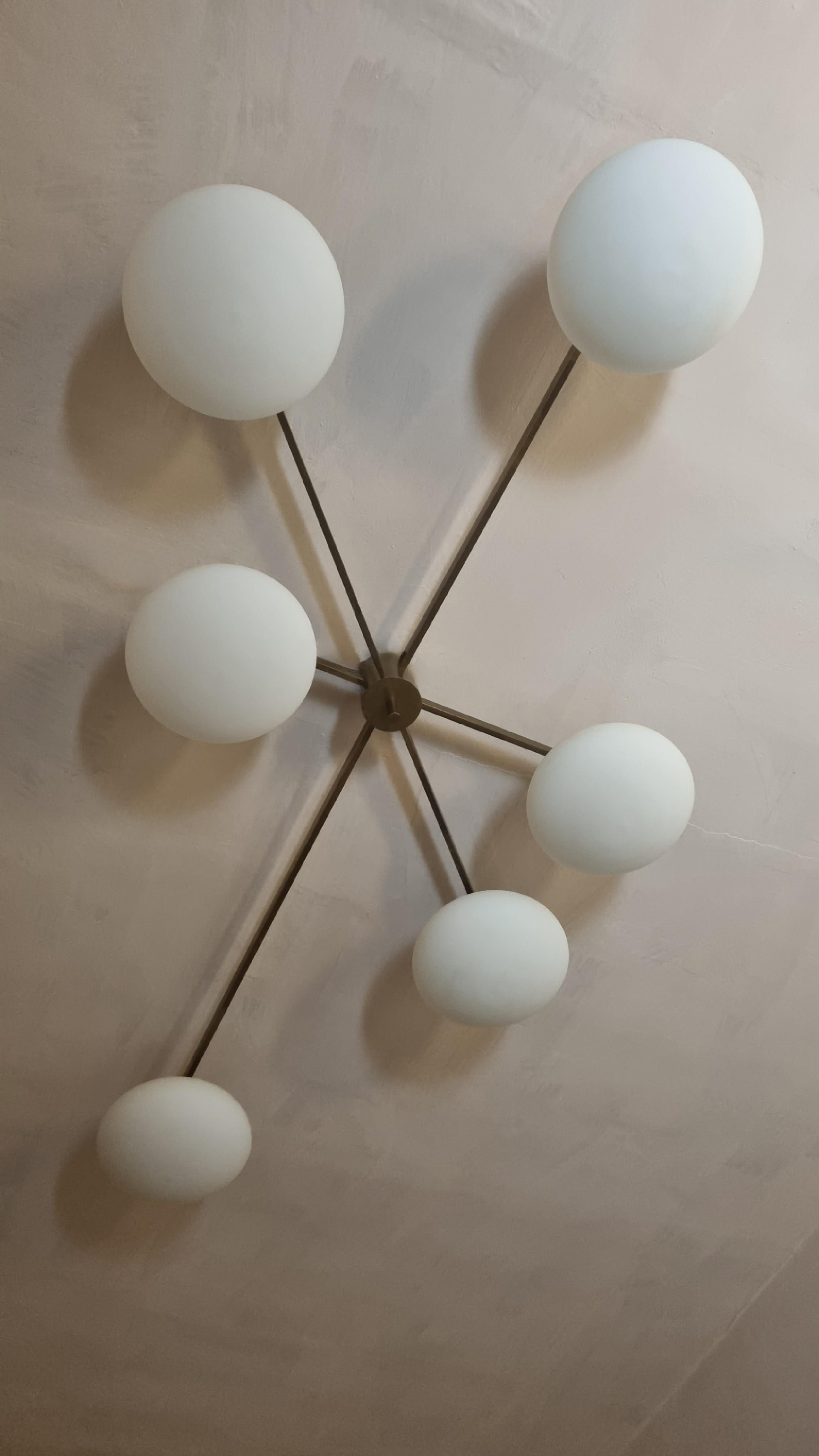 Ottone Rare 6 Lune ceiling lamp designed by Angelo Lelii for Arredoluce 1961 in vendita