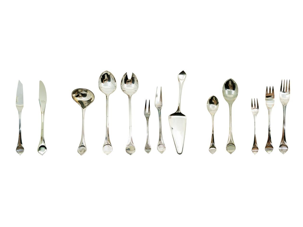 Raro set di posate Lotus in metallo placcato argento per 6 persone di Rosenthal, anni '60 in vendita 3