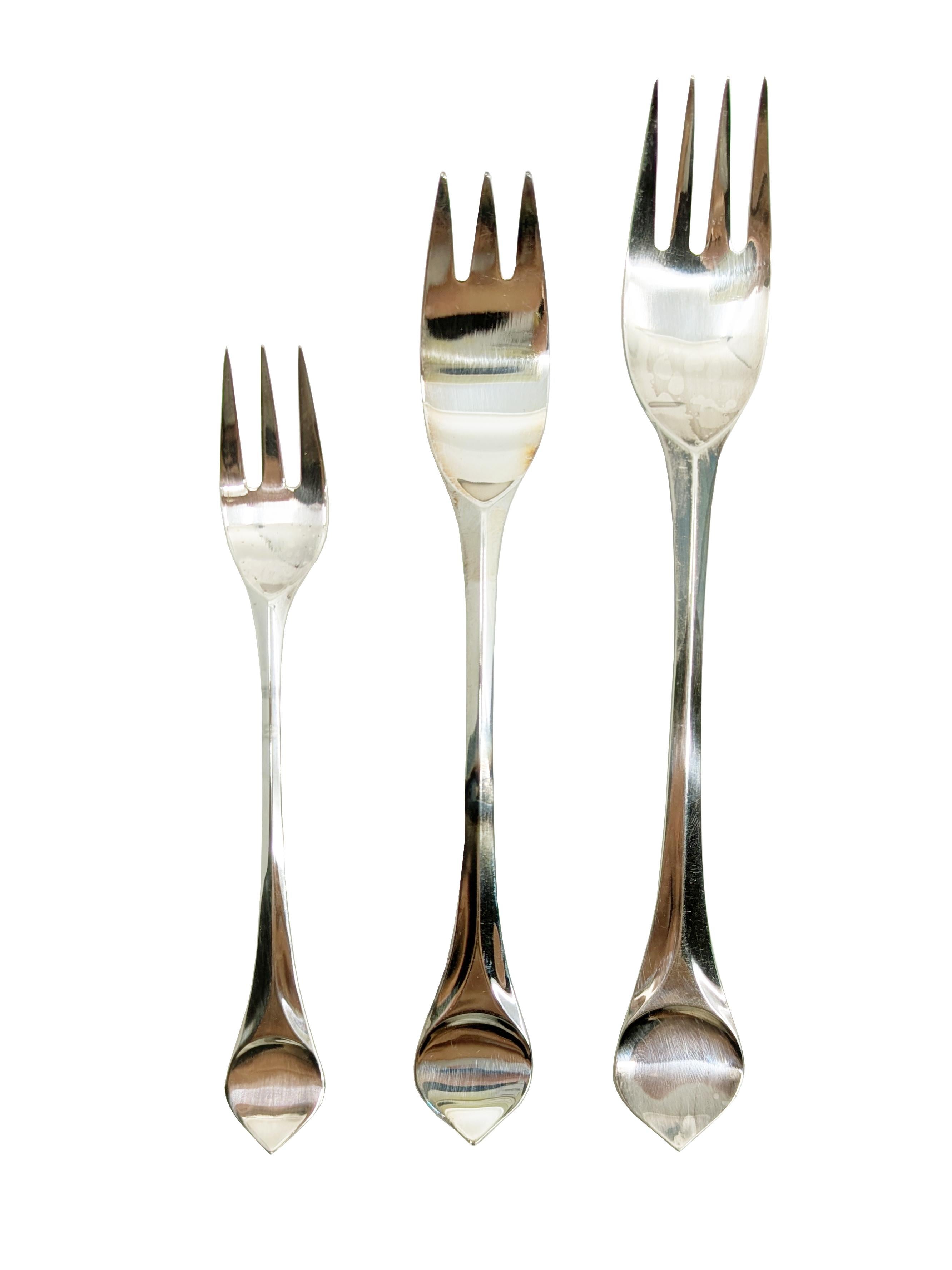 Italiano Raro set di posate Lotus in metallo placcato argento per 6 persone di Rosenthal, anni '60 in vendita