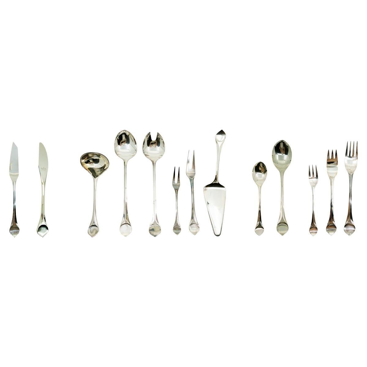 Raro set di posate Lotus in metallo placcato argento per 6 persone di Rosenthal, anni 
60