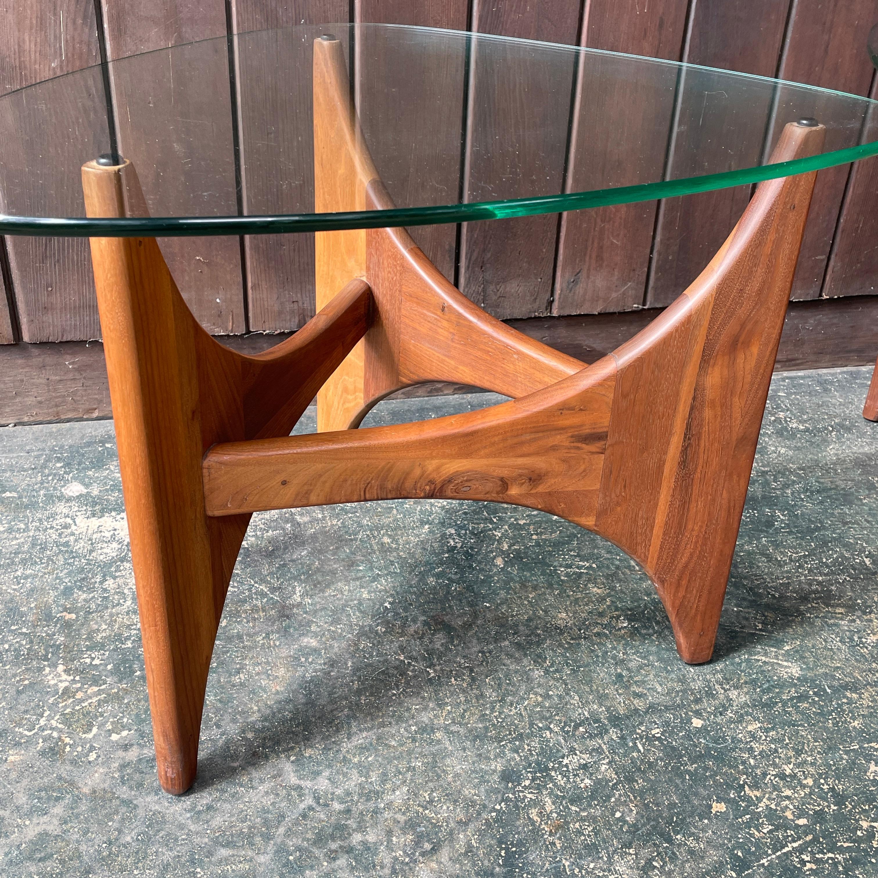 Rare 60s Adrian Pearsall Walnut Triangular Sofa Side Tables like Isamu Noguchi For Sale 4